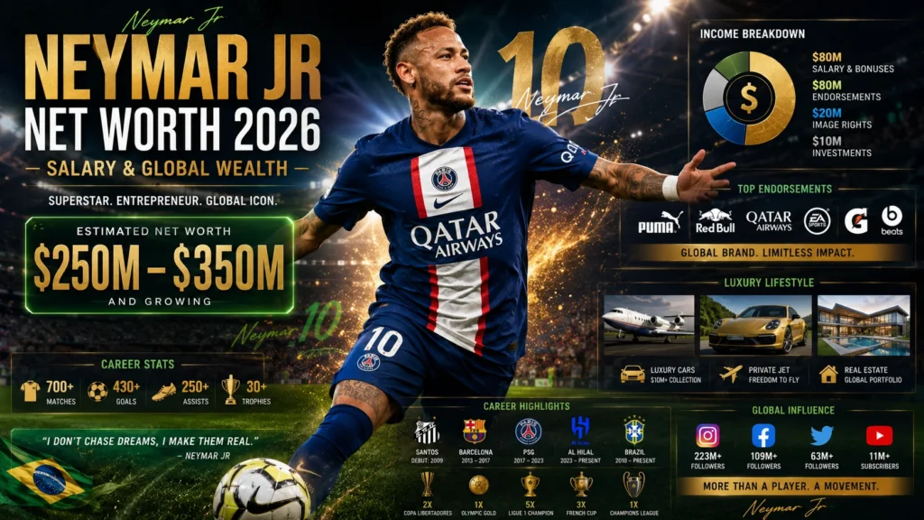 Neymar Jr Net Worth 2026 – Salary, Endorsements & Wealth